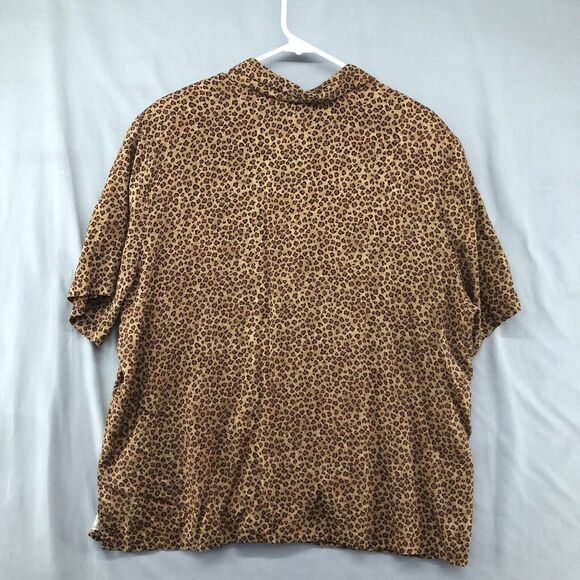 Vintage Notations Short Sleeve Brown Button Up Blouse Plus Size 1X Women - Picture 9 of 12